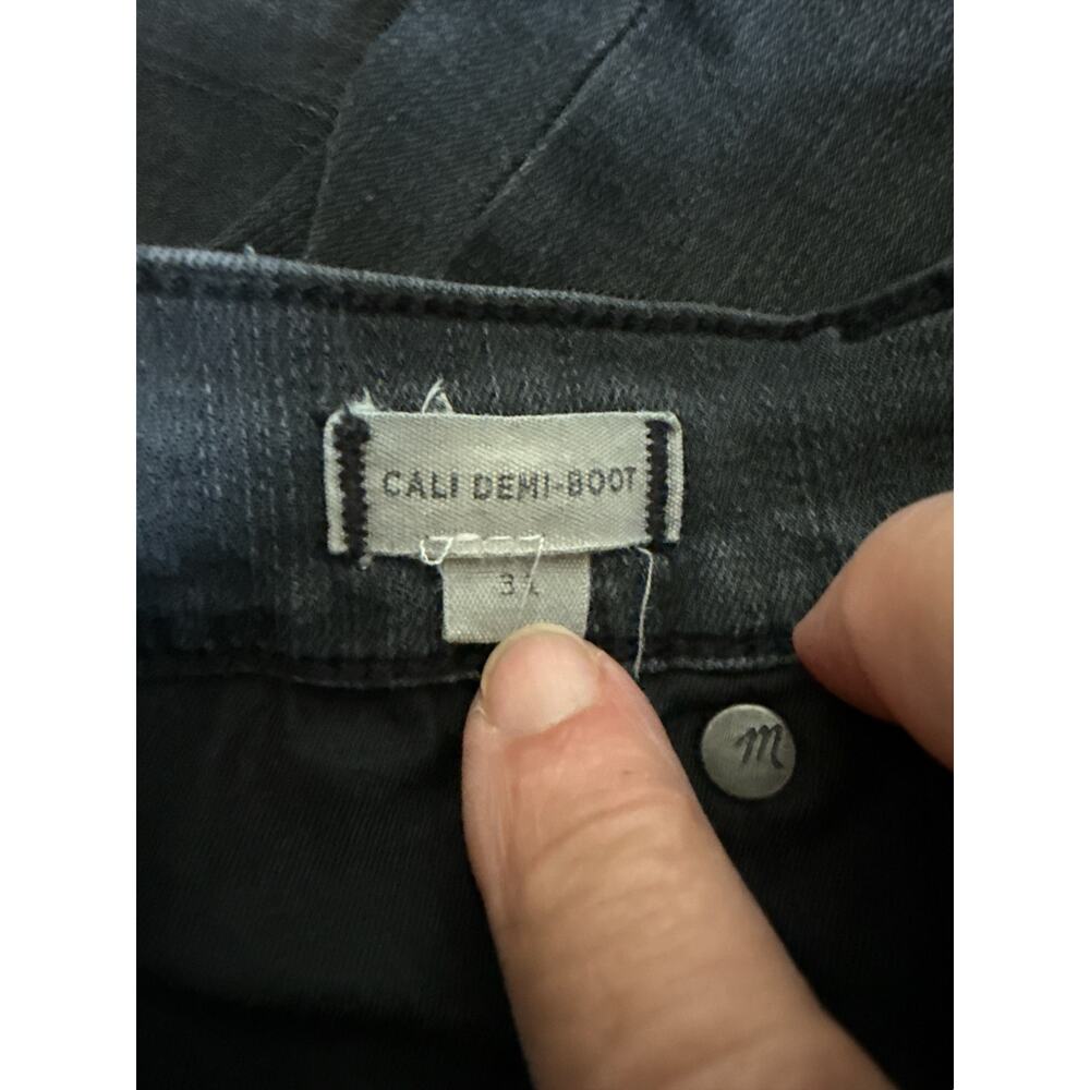 Madewell Cali Demi Boot Jeans Size 31 Black Gray Button Fly Raw Hem EUC - Picture 8 of 9